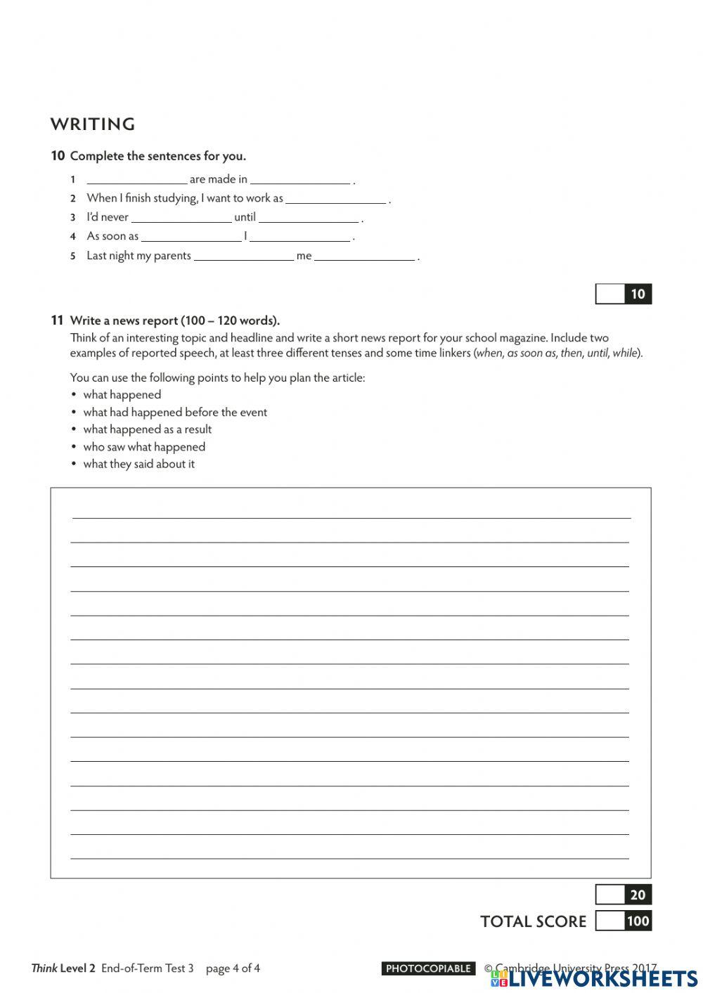 Control reading and control writing Think 2