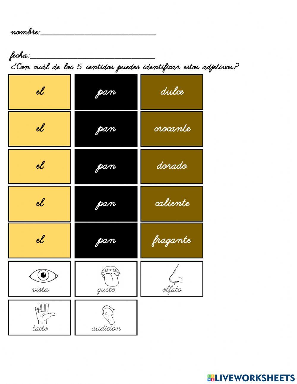 Las adjetivos y los 5 sentidos