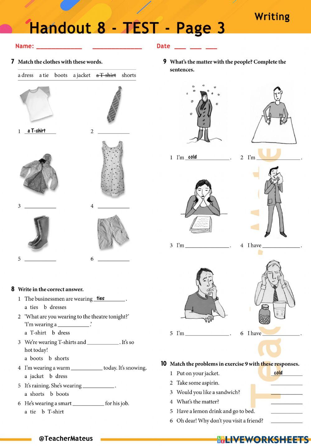 Handout 8 - TEST - Page 3 - Writing