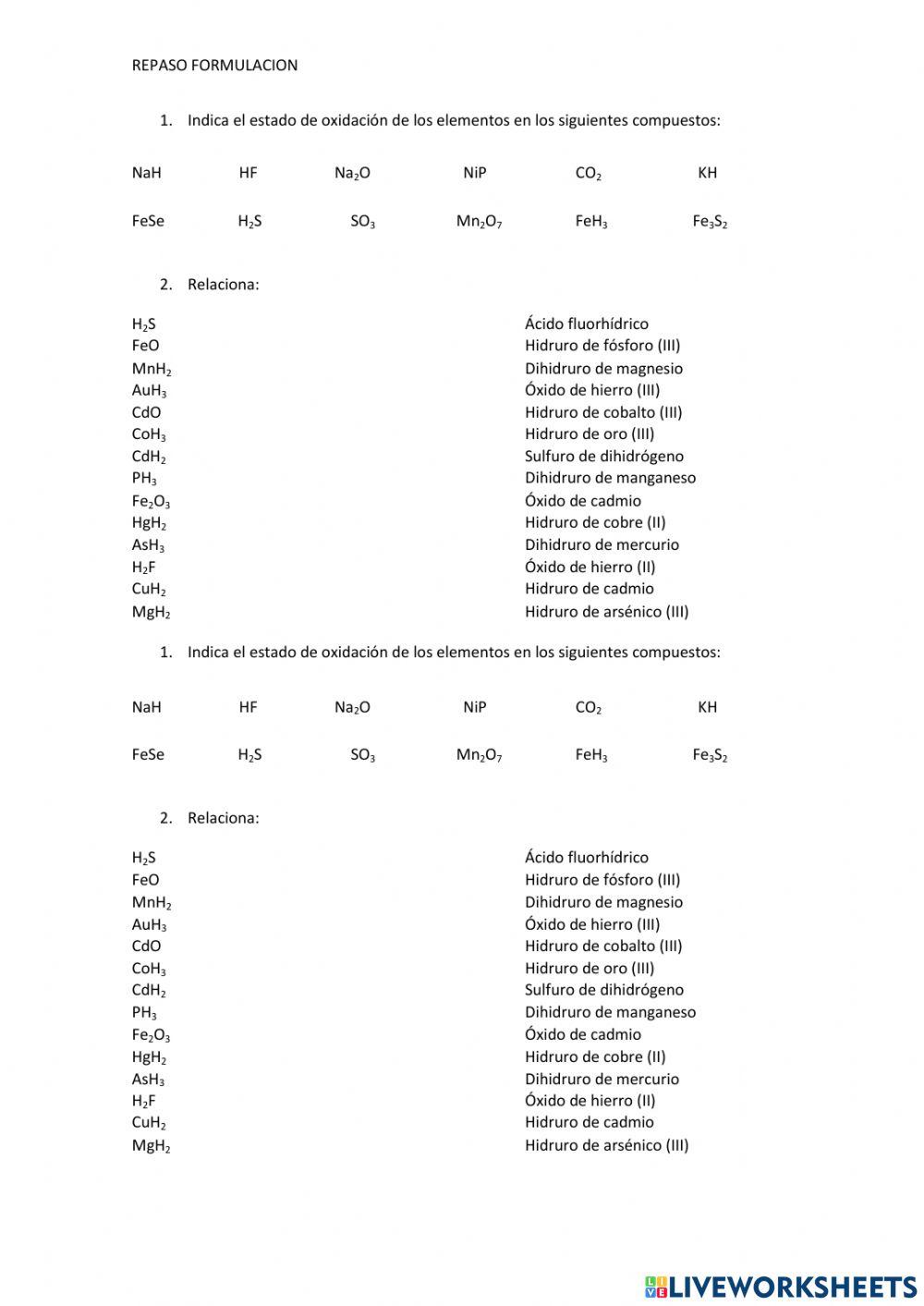 Formulación inorgánica
