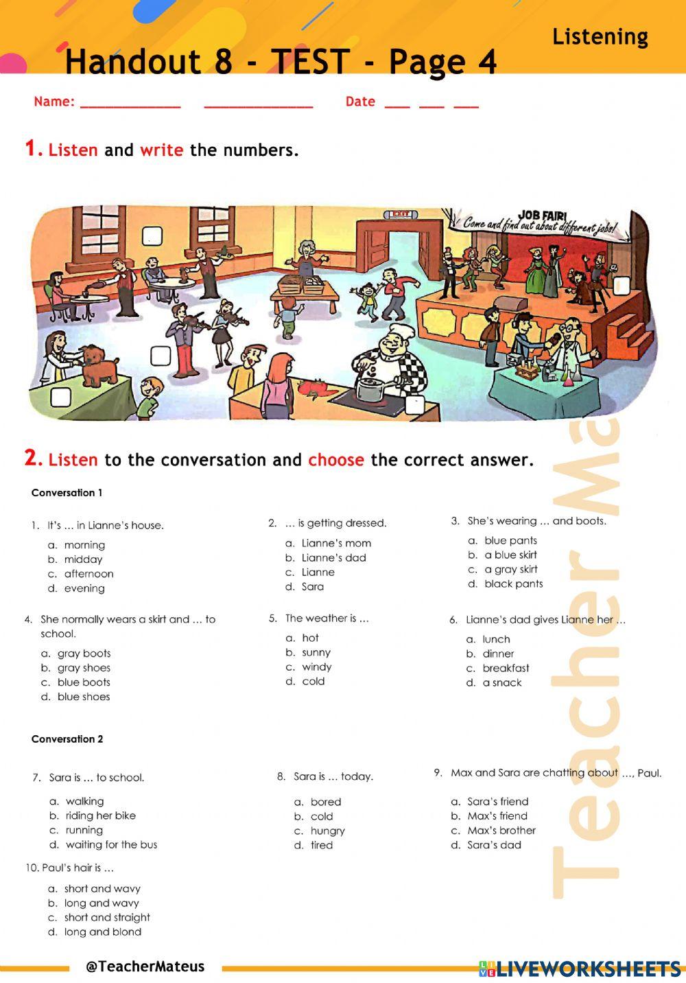 Handout 8 - TEST - Page 4 - Listening