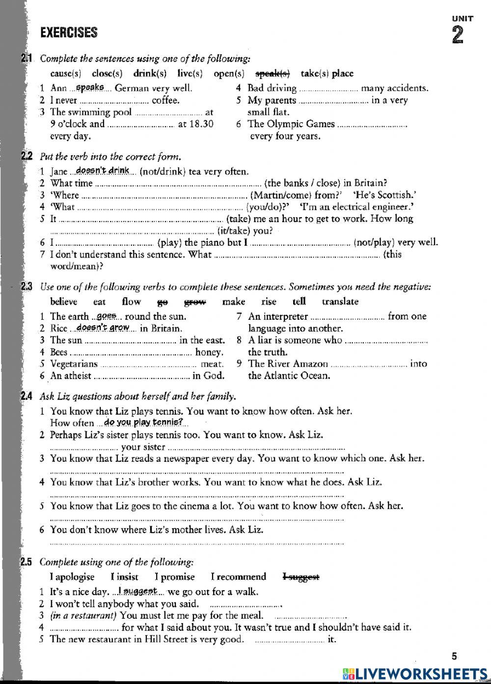 Simple Present online exercise for elemental | Live Worksheets