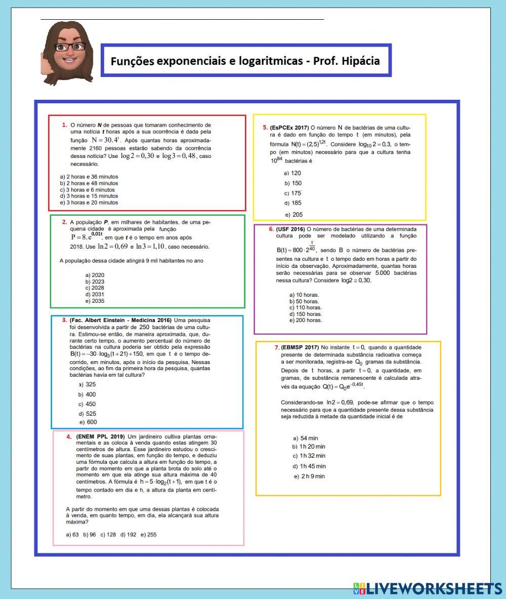Funções exponenciais e logaritmicas