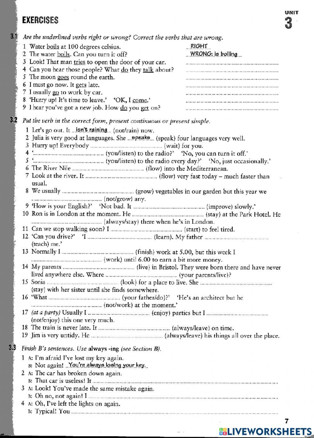 Present Continuous VS Present Simple
