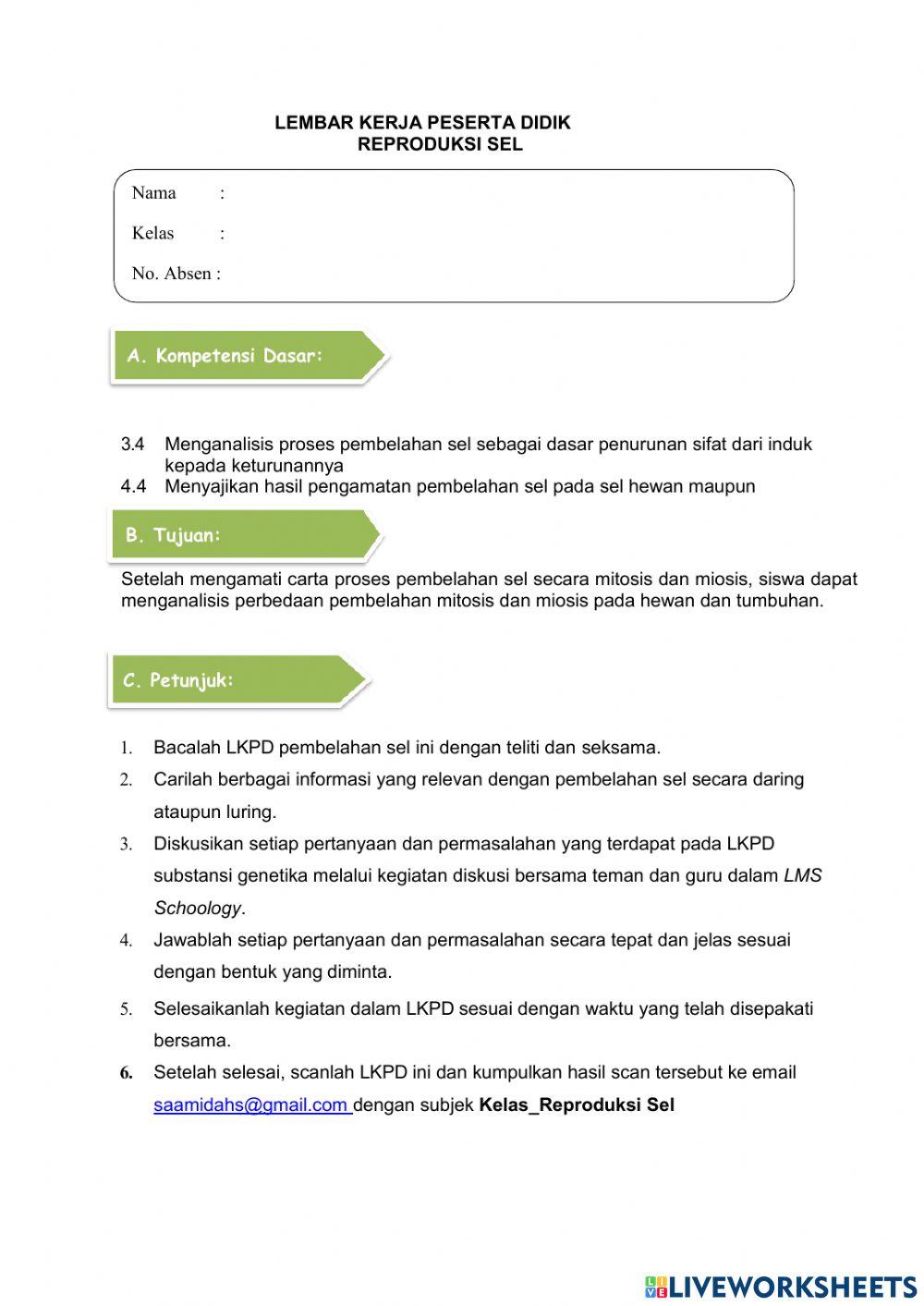 Reproduksi Sel Free Interactive Worksheets 2028558 reproduksi-sel-free-interactive-worksheets-2028558