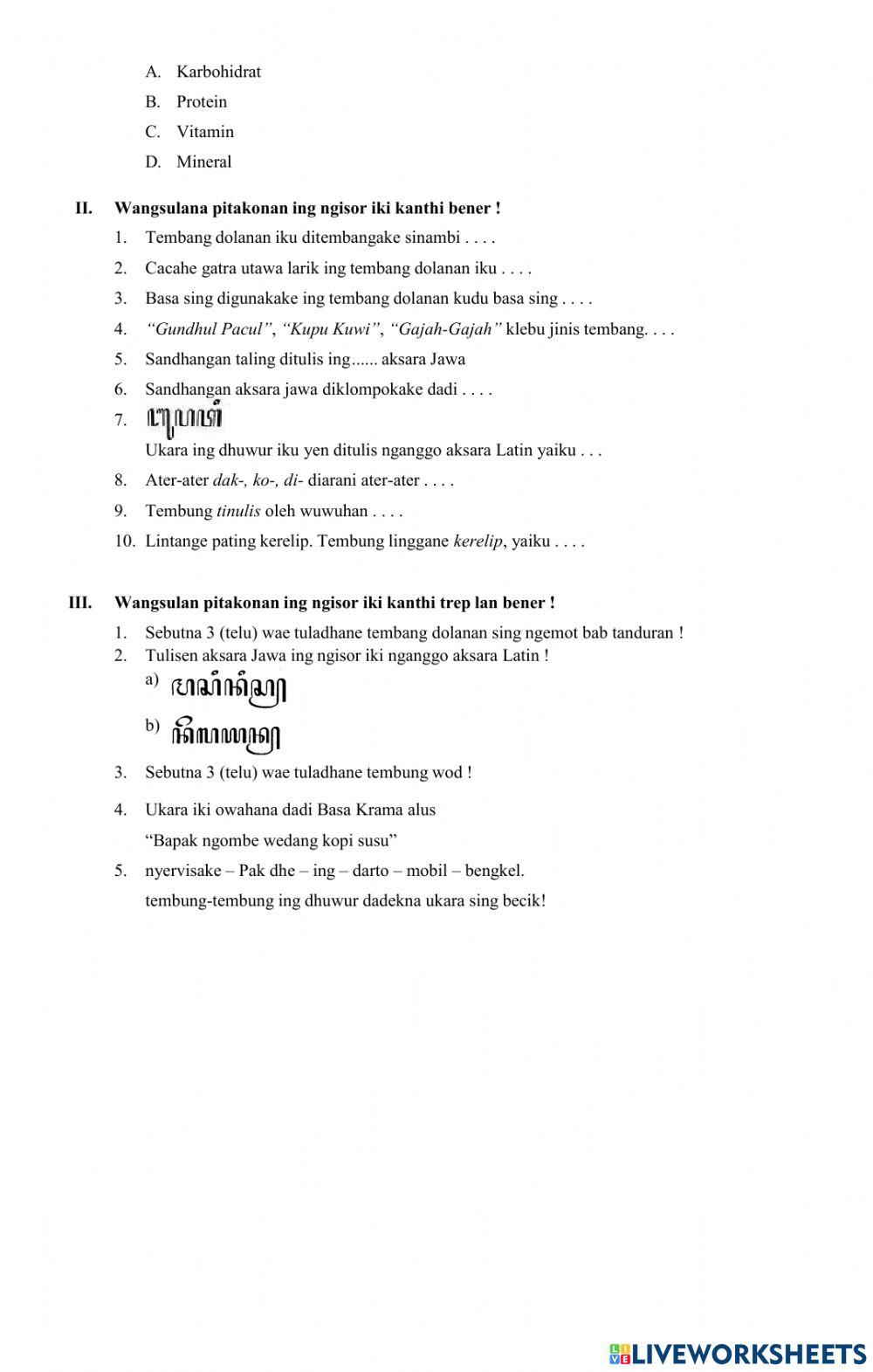 PAT Genap Bahasa Jawa Kelas 4