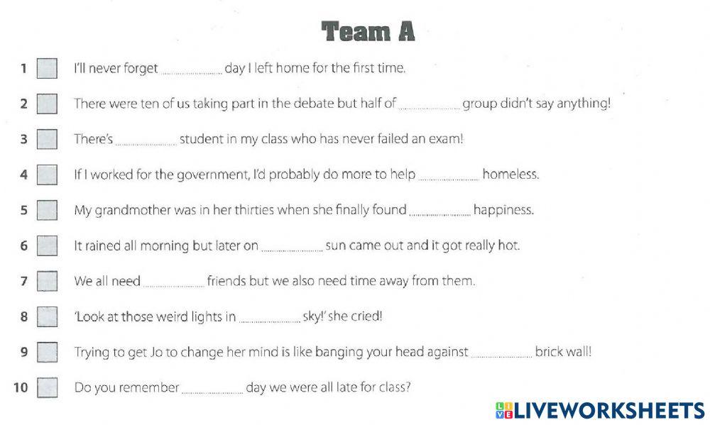 Articles: the - a - -