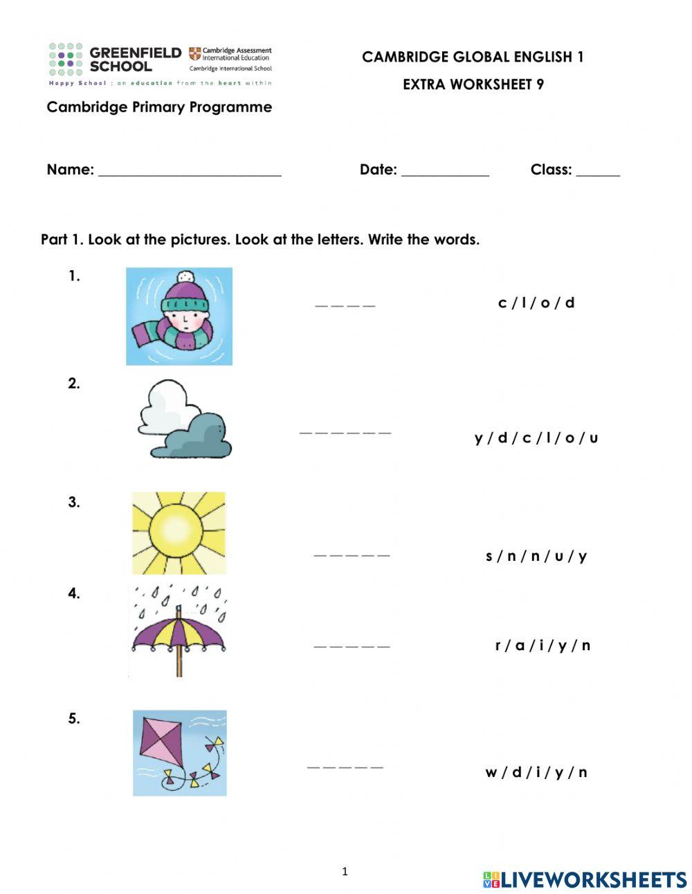 CGE1-Unit 9-Extra Worksheet