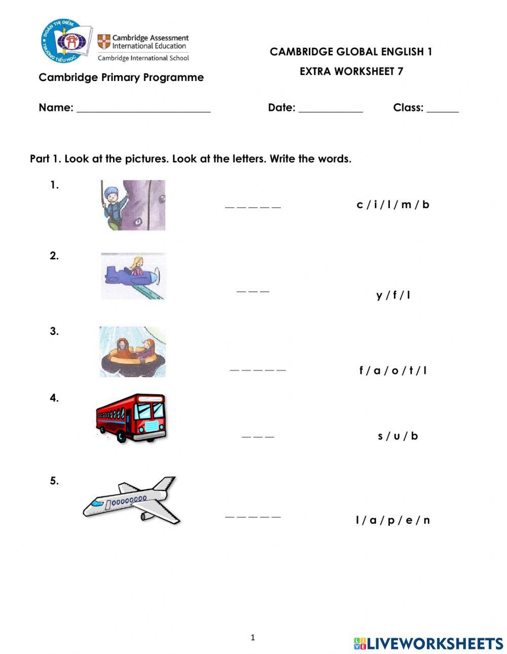 Extra Worksheet 7