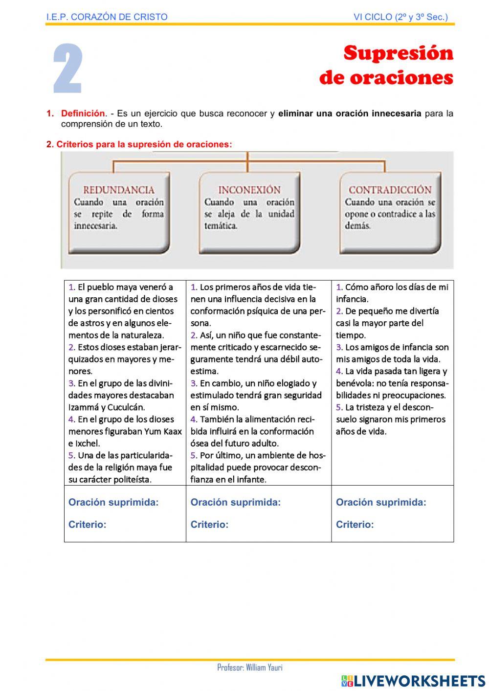 Supresión de oraciones