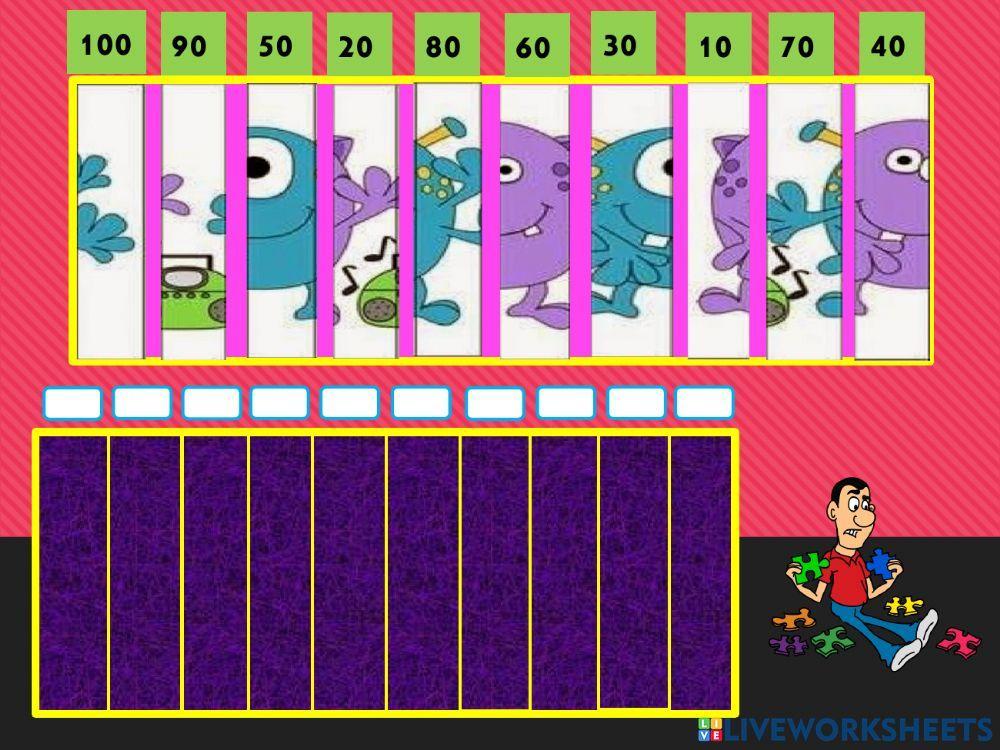 Monsters puzzle 10 by 10