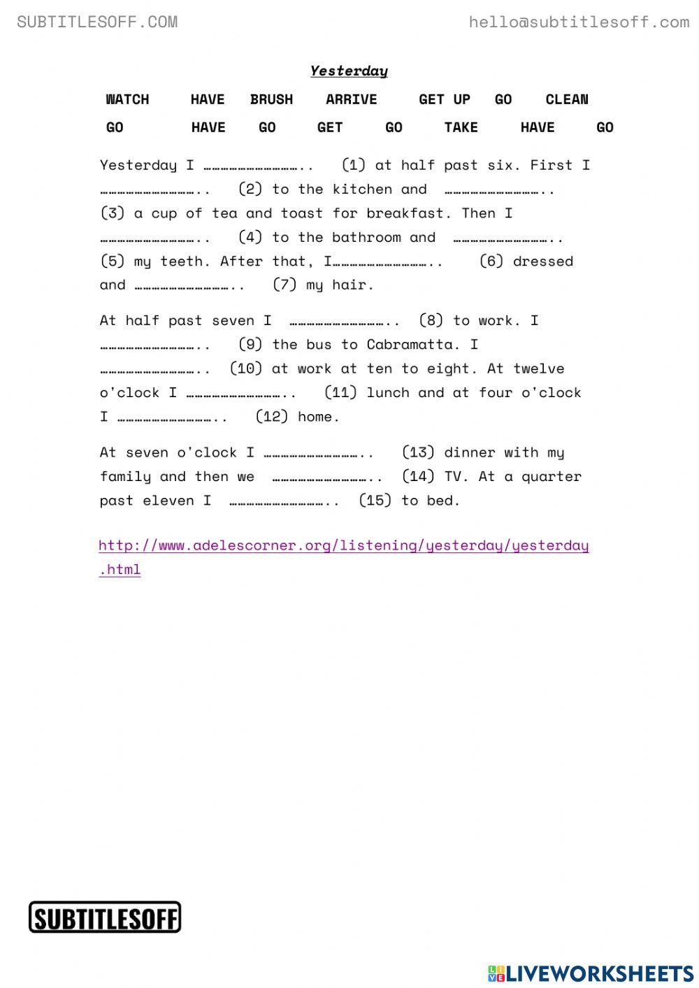 Past simple reg irr - listening