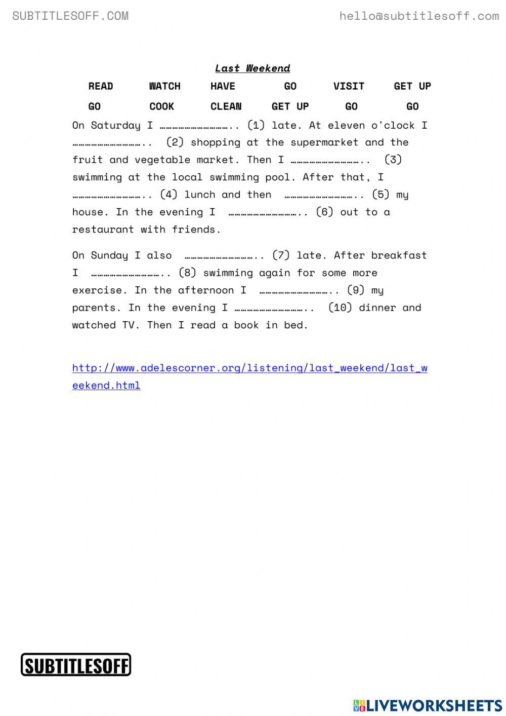 Past simple reg irr - listening