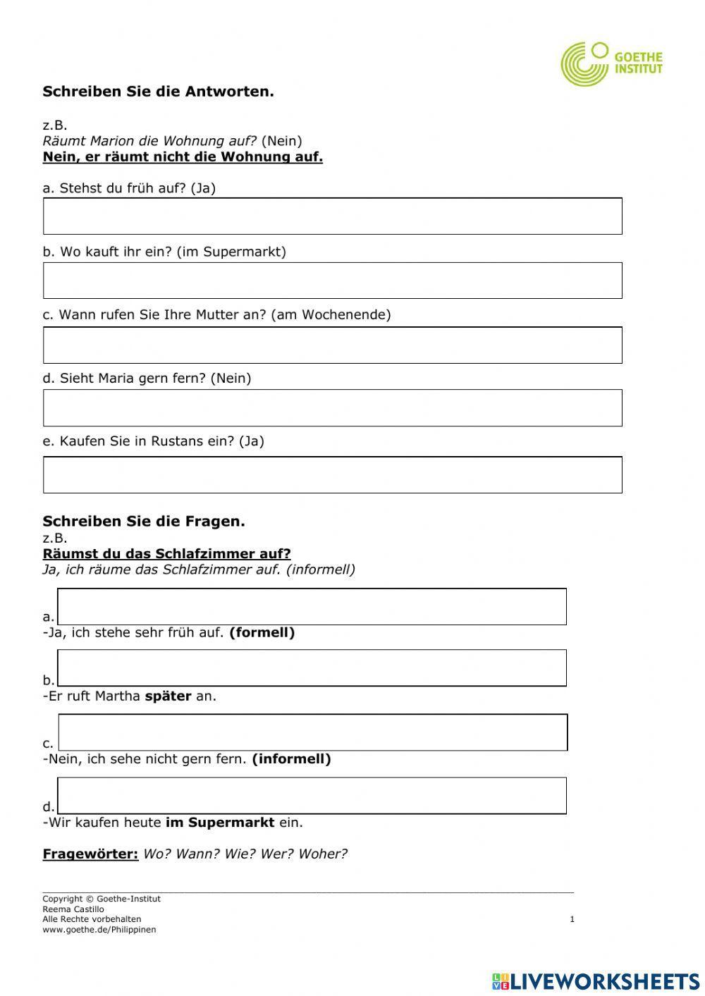 Trennbare Verben (ÜBUNG)