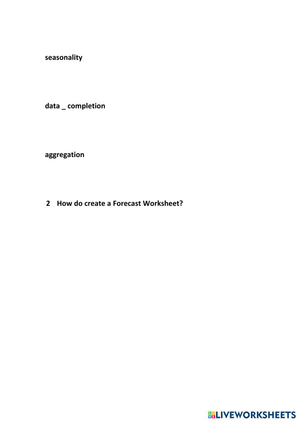 Lesson 1 Forecast Worksheets