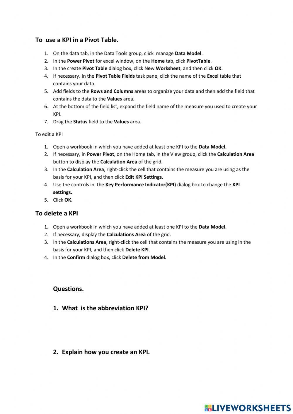Lesson 3   Define and Display Key performance Indicators.