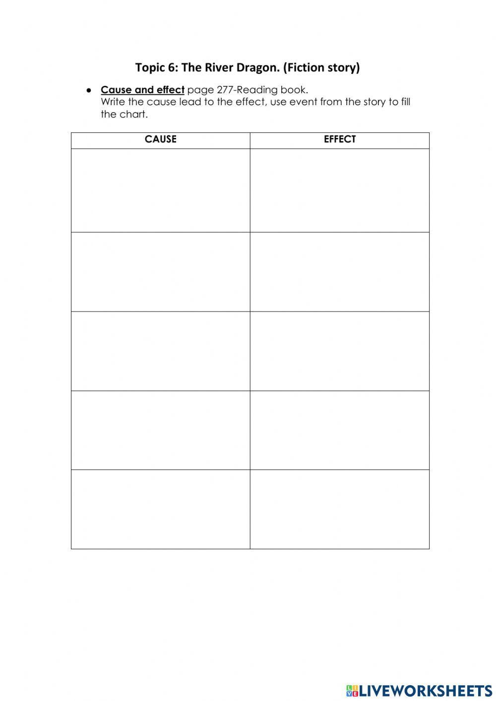 ●	Cause and effect page 271-273-Reading book.