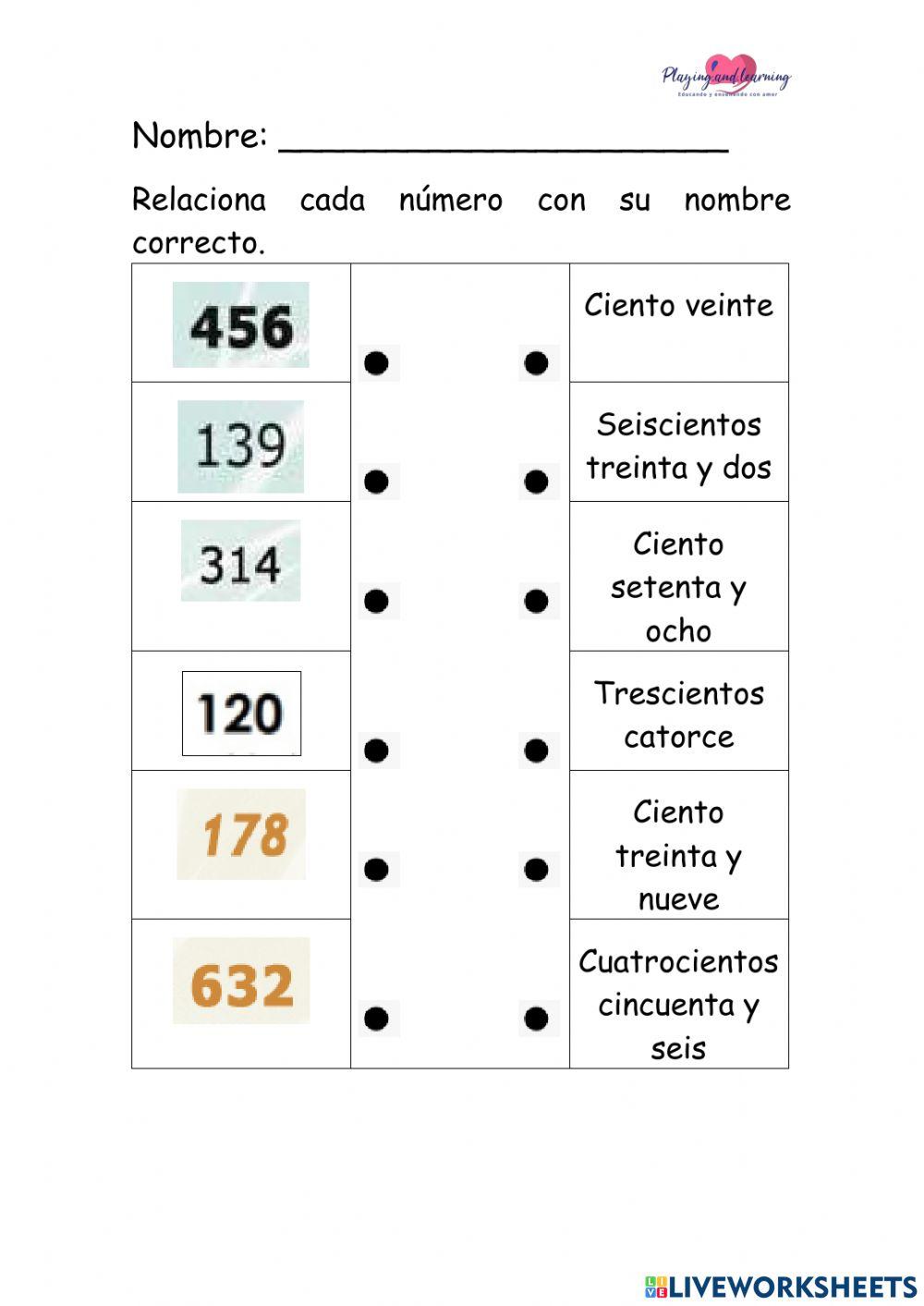 Cada número con su nombre