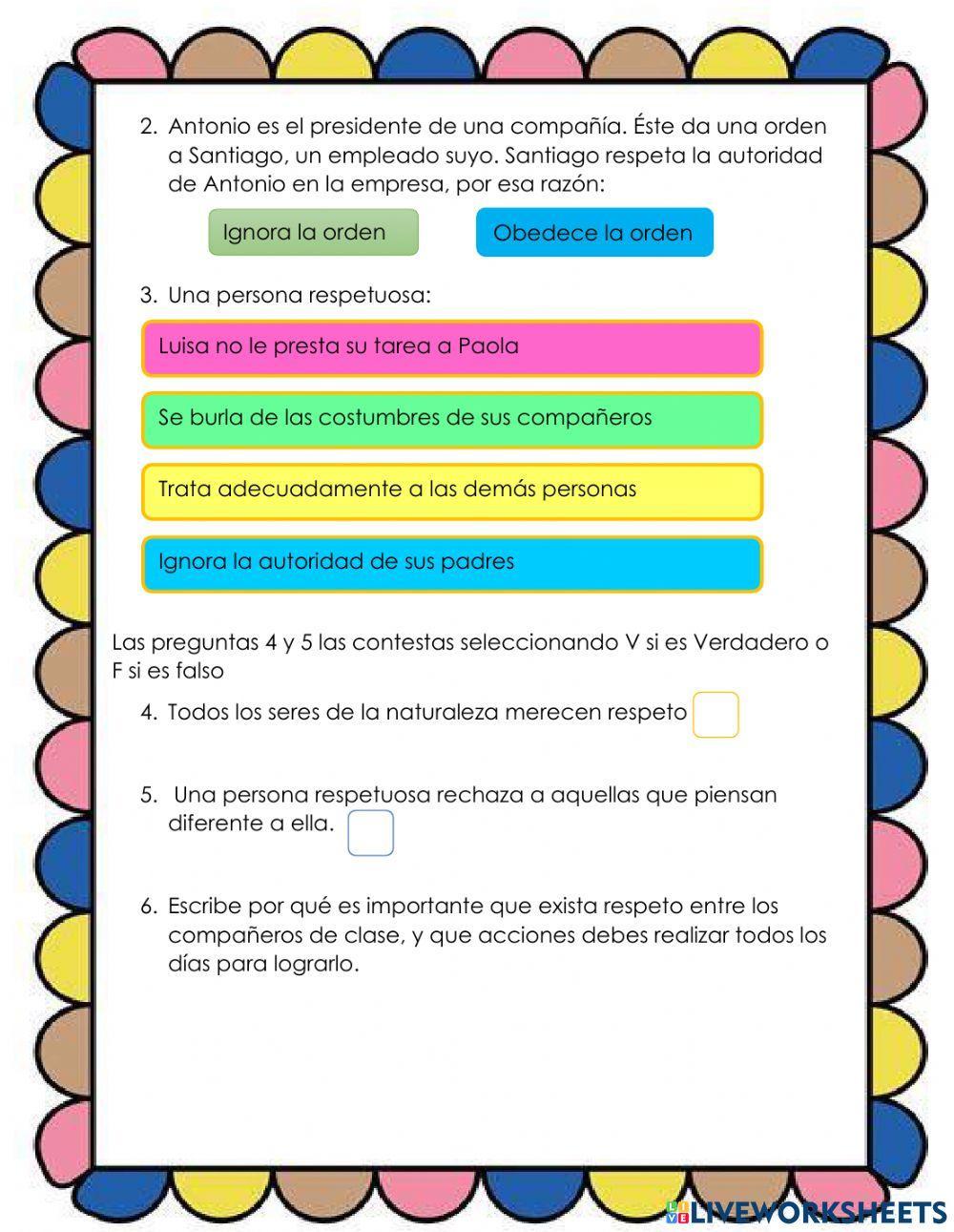 Taller valor del respeto