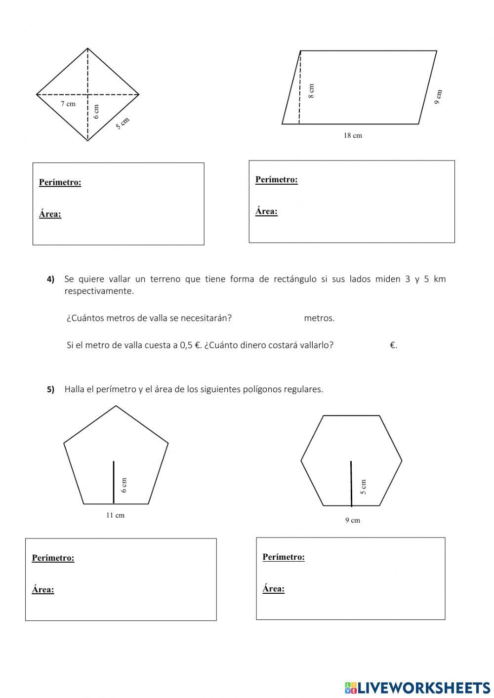 Áreas y perímetros.