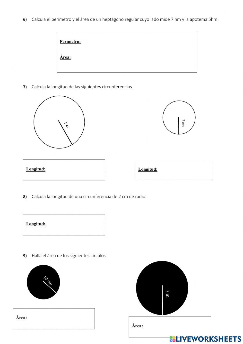 Áreas y perímetros.