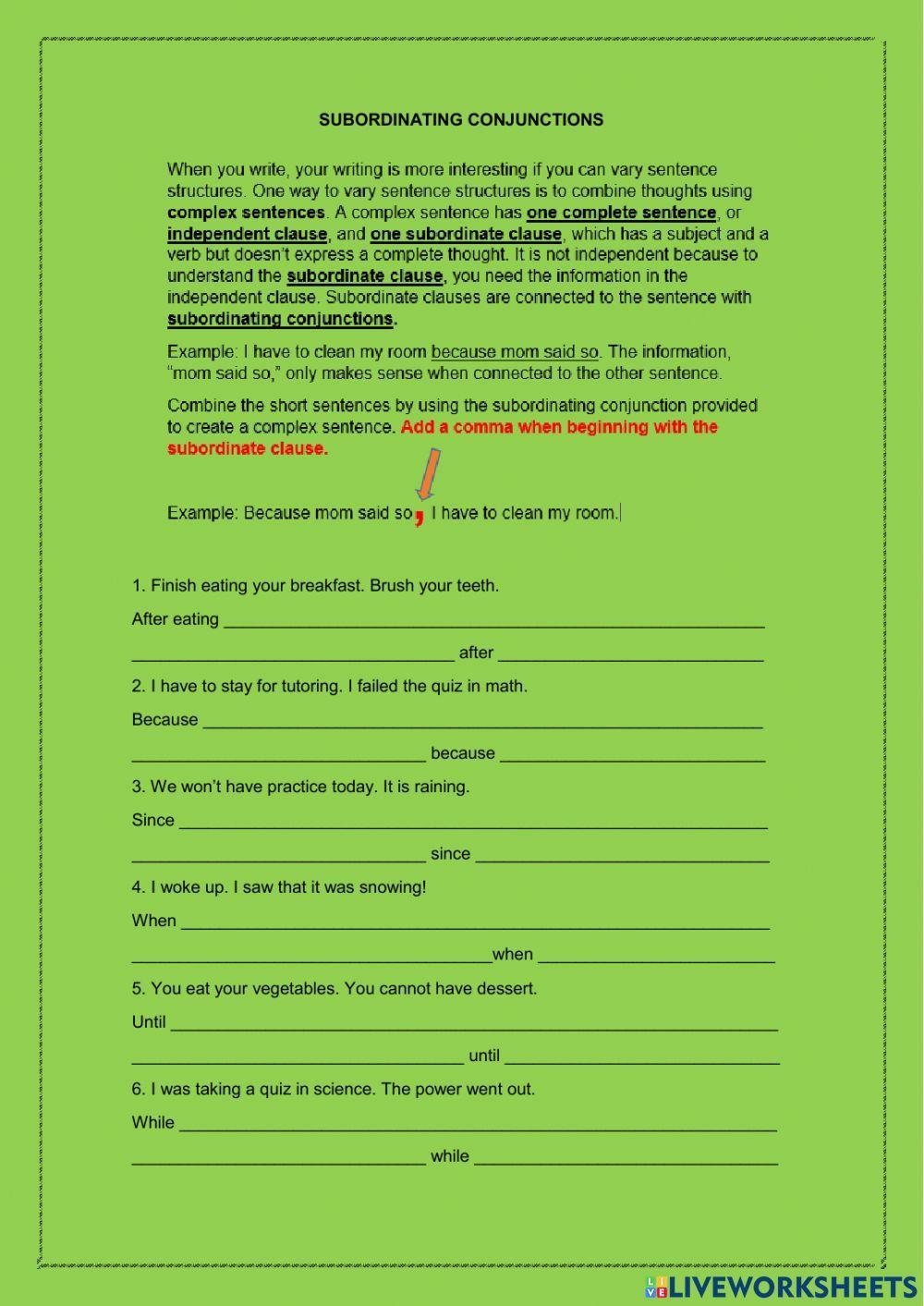 Subordinating Conjunctions