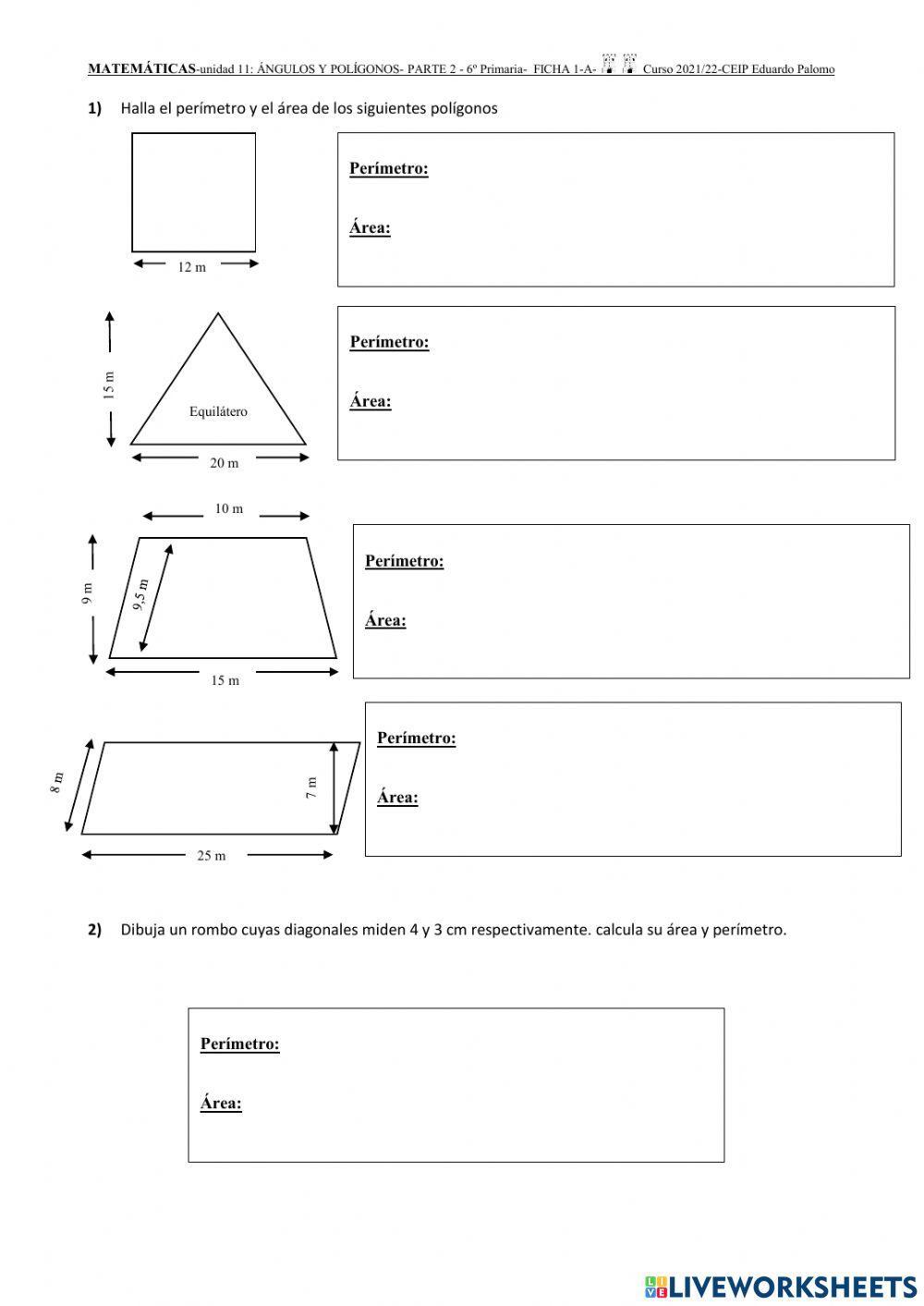 Perímetros-Áreas, ficha control