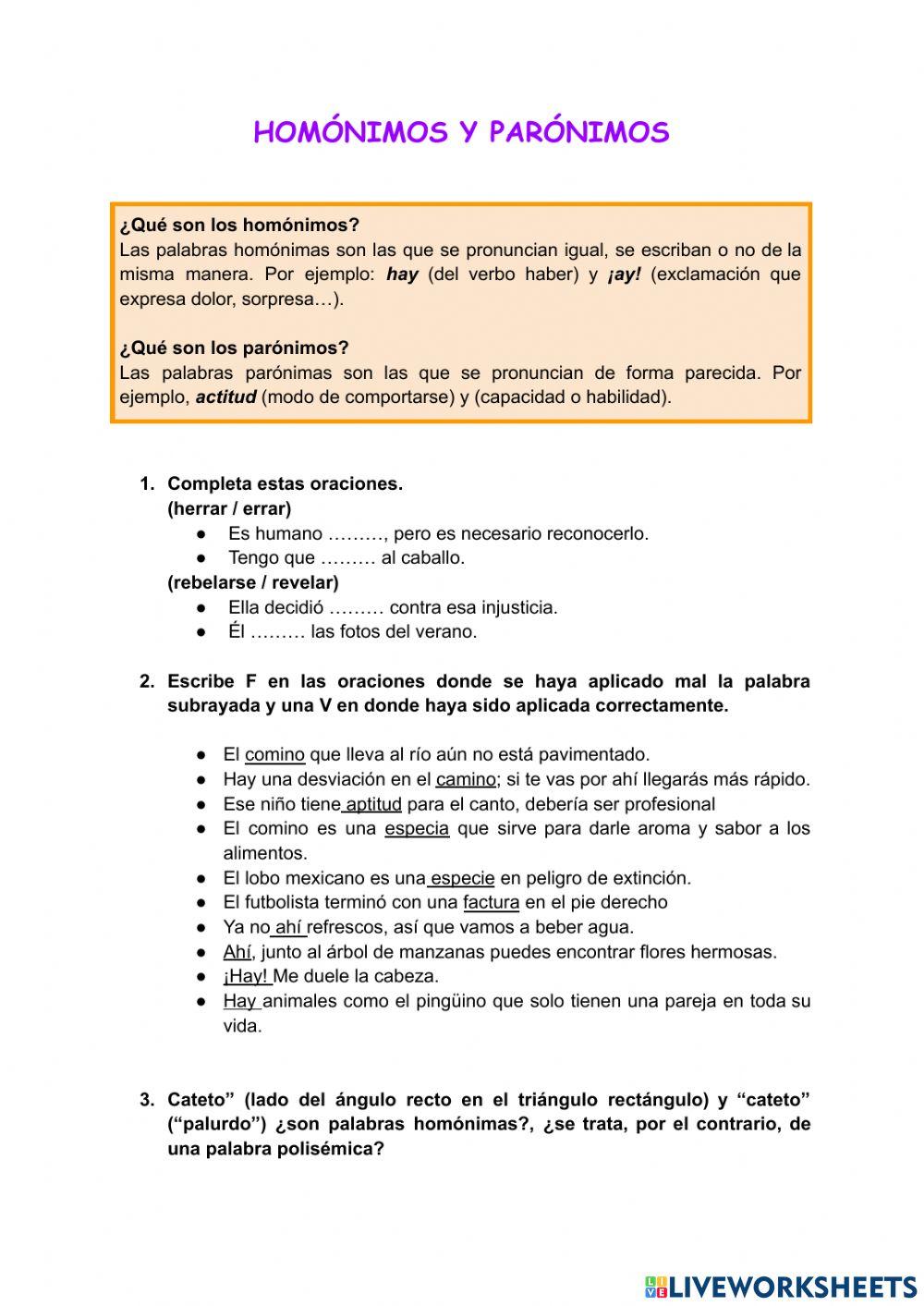 Homónimos y parónimos