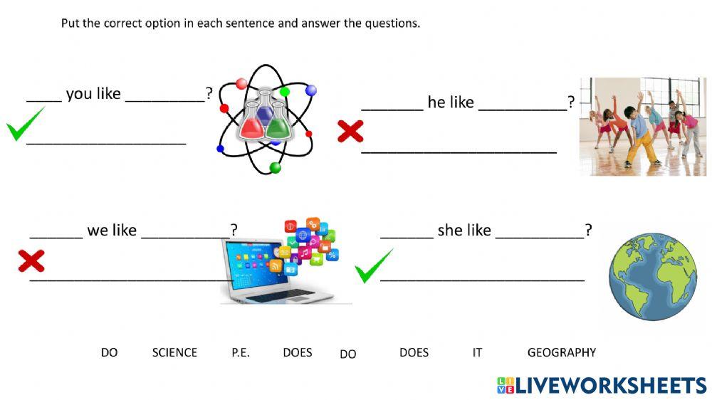 Subjects. DO-DOES worksheet | Live Worksheets