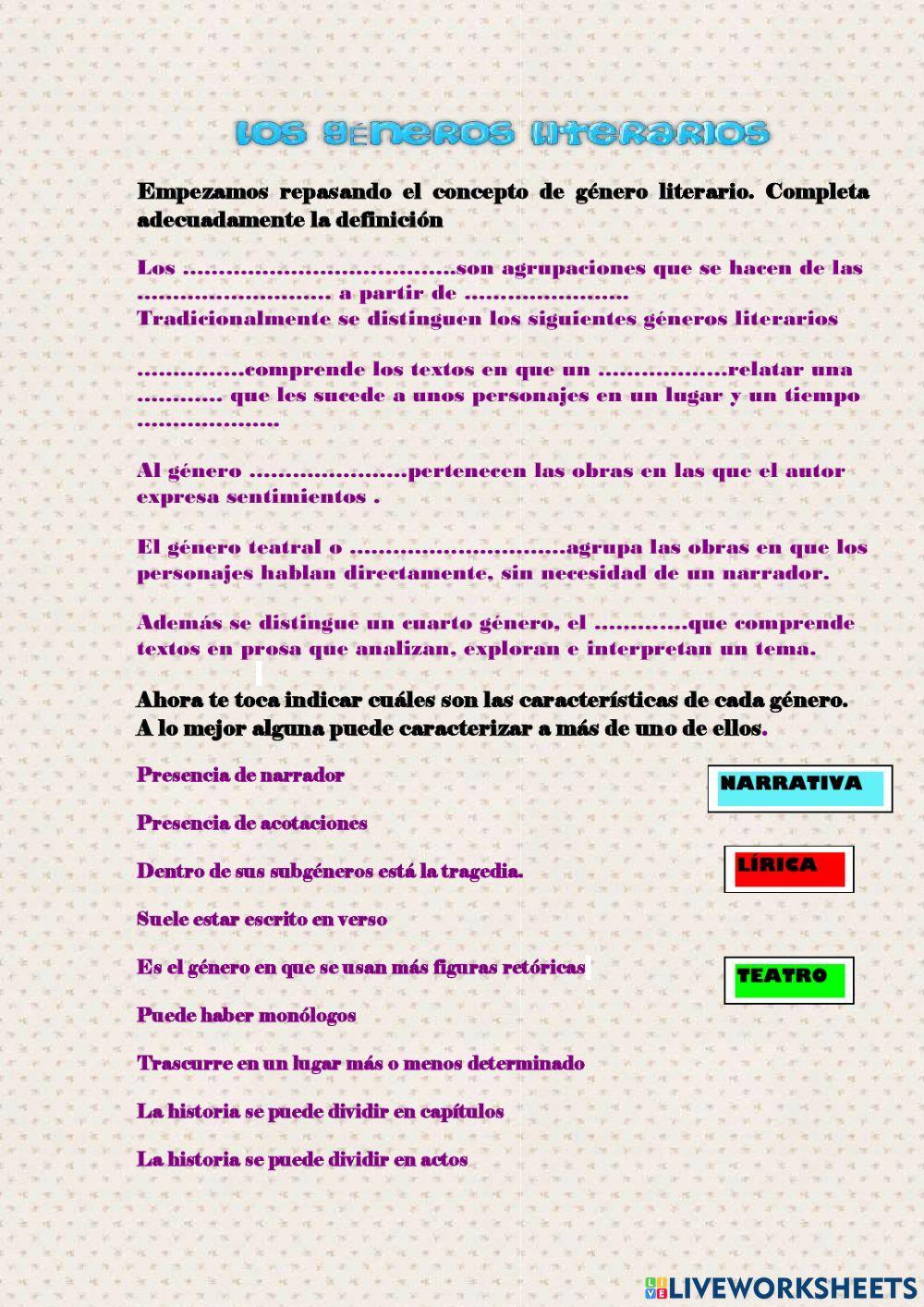 Géneros literarios 1º ESO