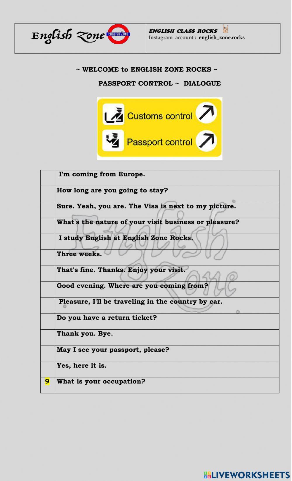 Passport control - dialogue