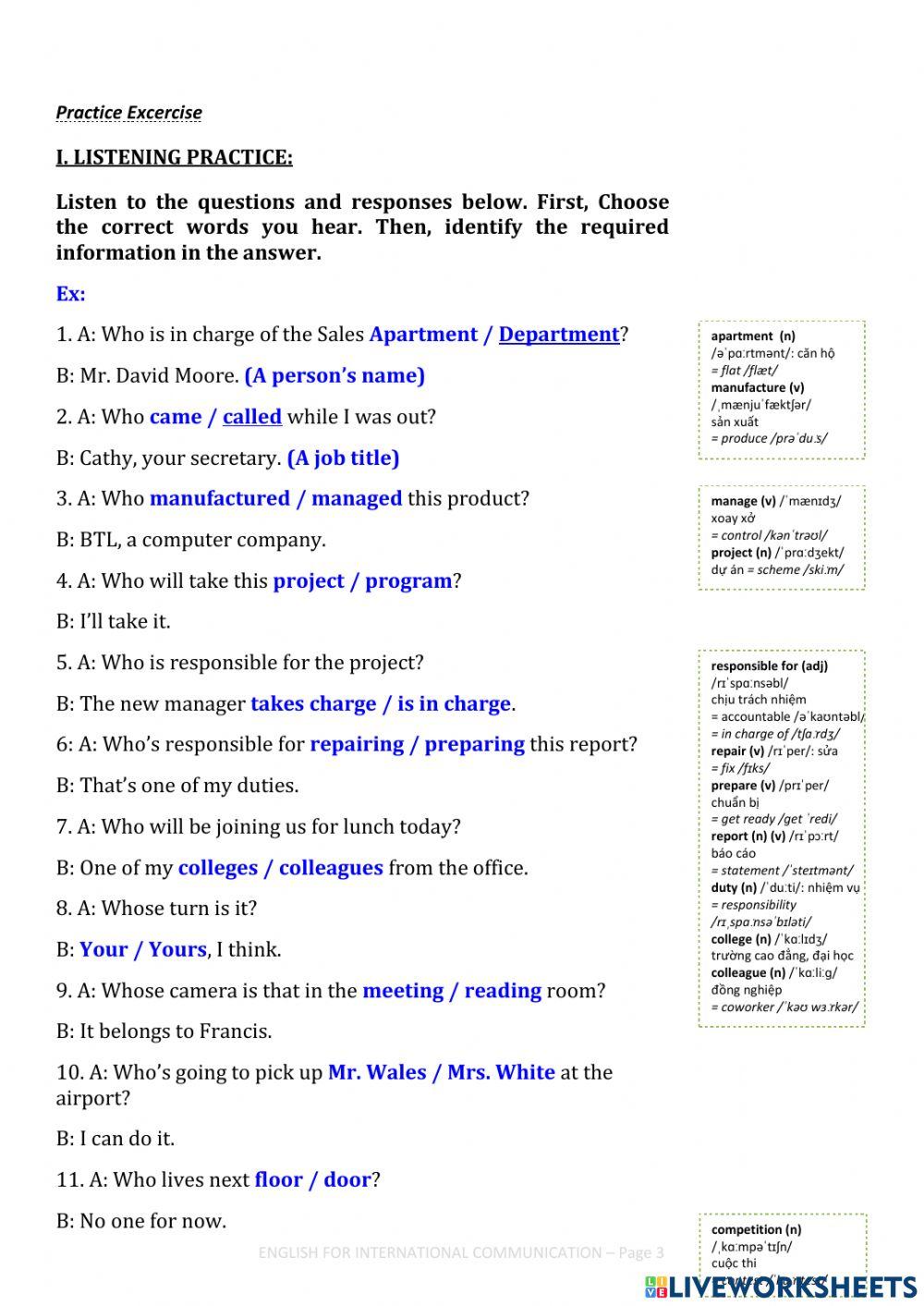 Who questions and responses