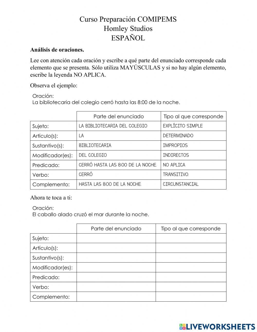Actividad -Análisis de oraciones-