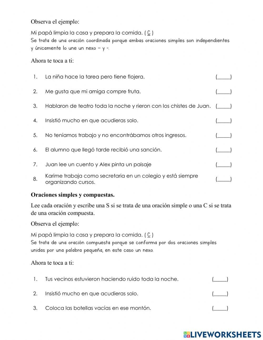 Actividad -Tipos de oraciones-