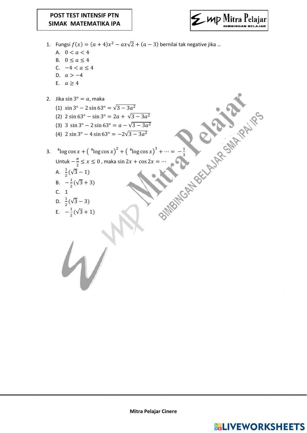 Post test intensif simak ui 2019 matipa 1 2022