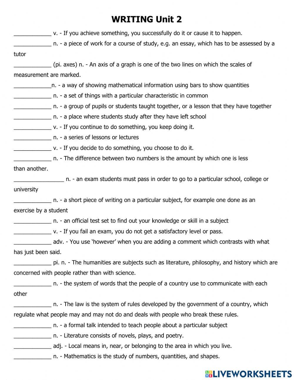 Ielts f1 writing unit 2 vocab