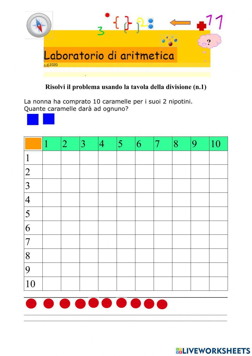 Introduzione al concetto di divisione n.1 Introduzione al concetto di divisione n.1