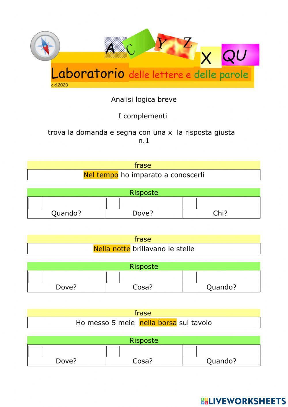 Analisi logica breve n.1