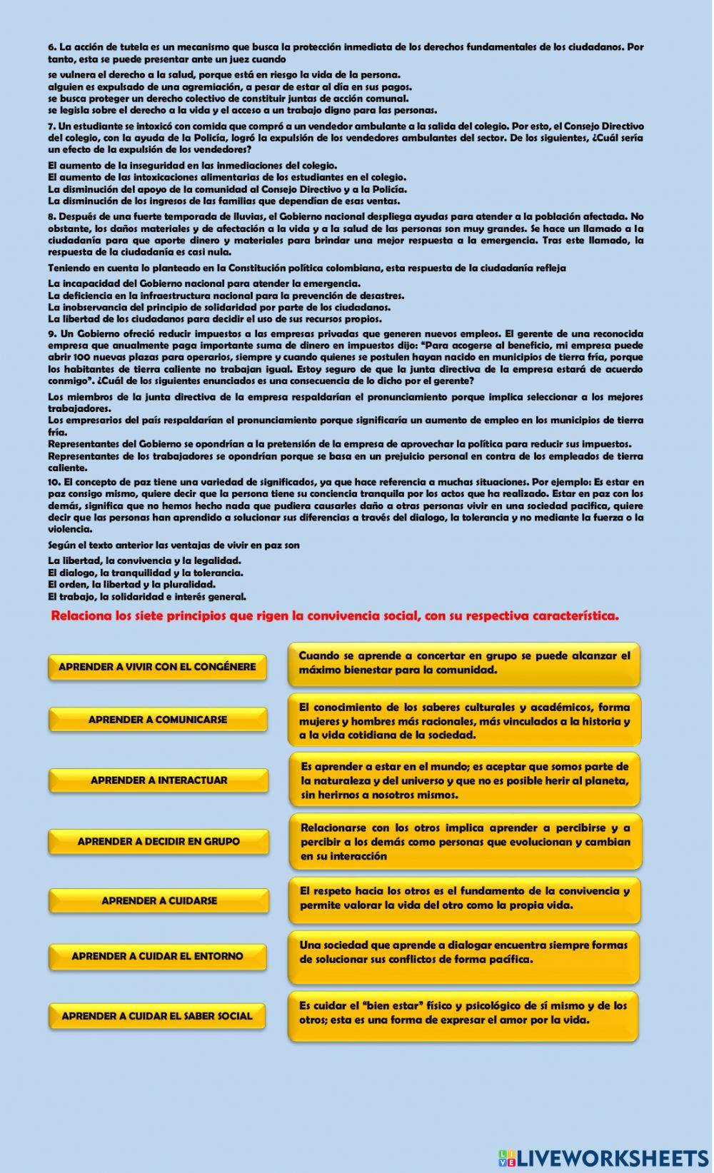 La convivencia y la resolución de conflictos.
