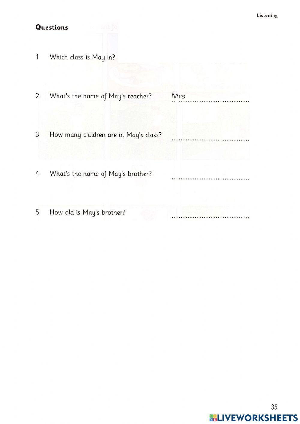 Starters - Test 3 - Book 6 - Listening