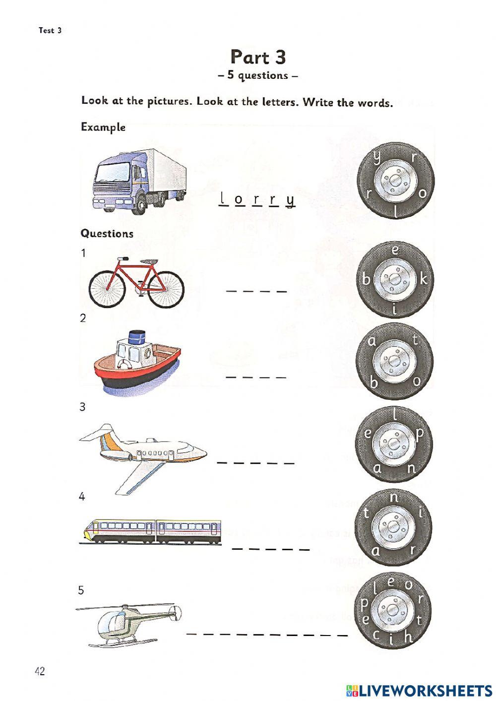 Starters - Test 3 - Book 6 - Reading and Writing