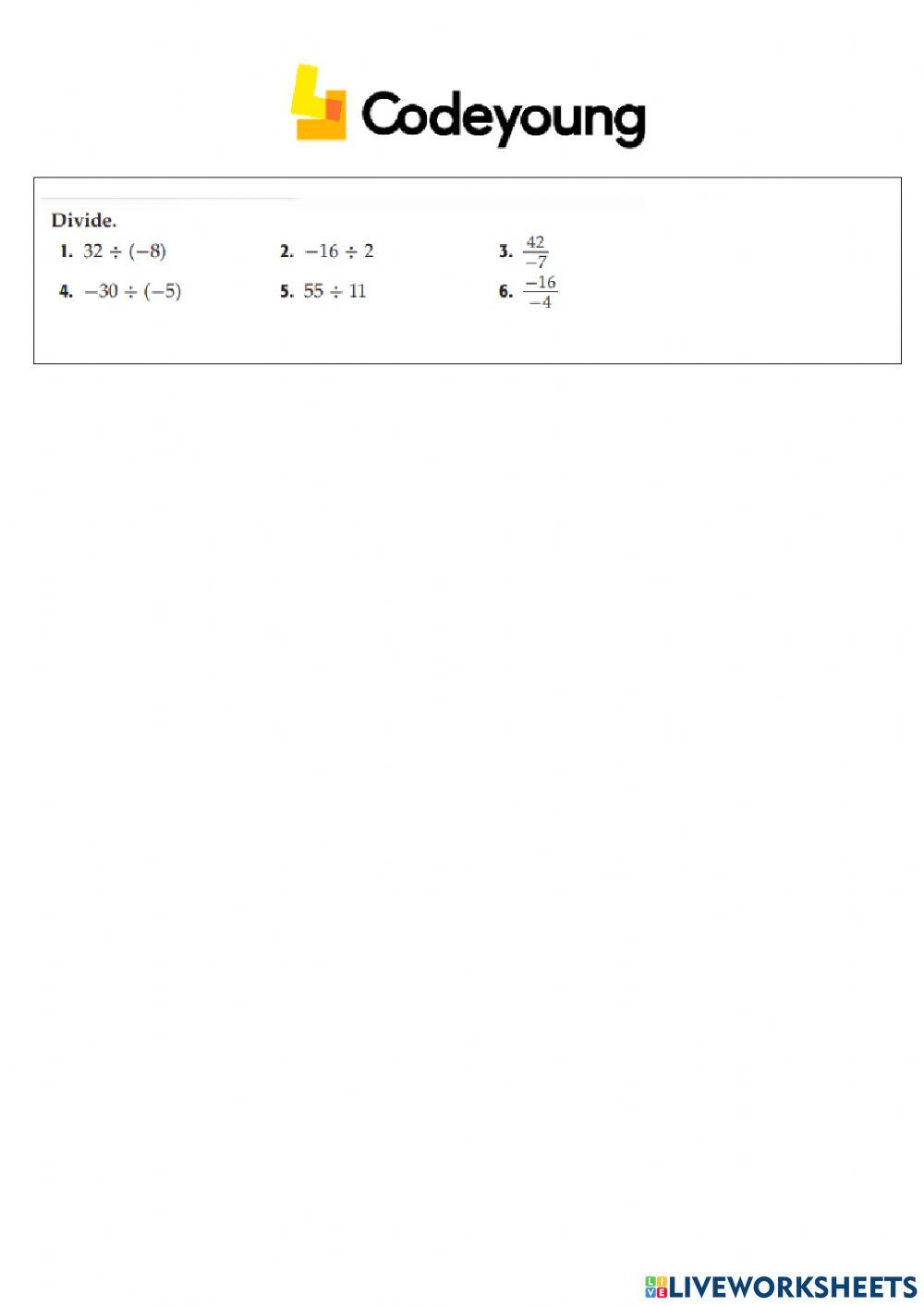 An Introduction to Multiplication and Division of Integers Concept HW