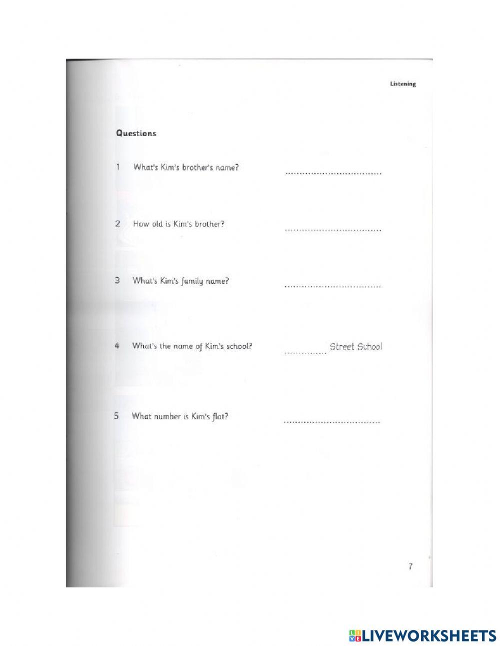 Starters - Test 1 - Book 7 - Listening