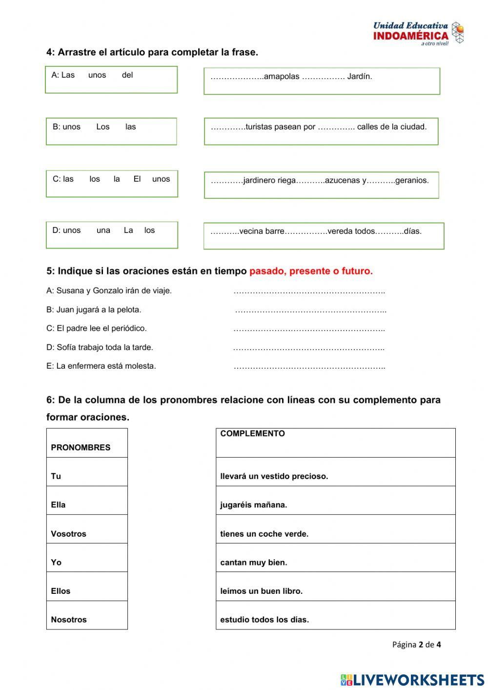 Evaluación quimestral lengua