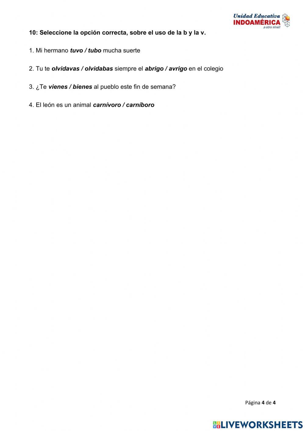 Evaluación quimestral lengua