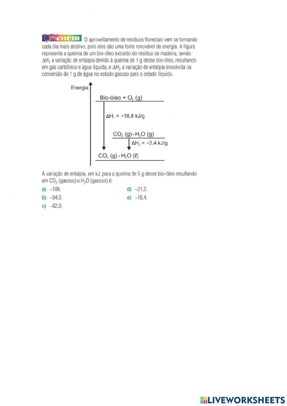 Propriedades coligativas e Termoquímica
