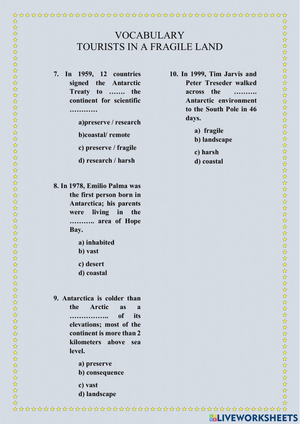 Vocabulary Ecotourism