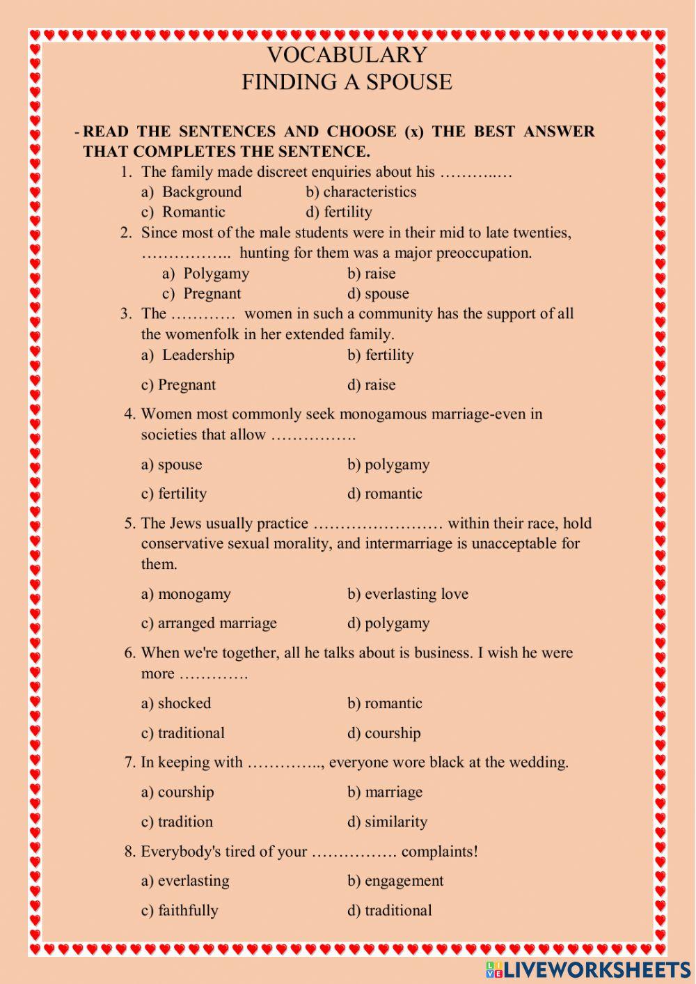 Vocabulary : Arranged marriage