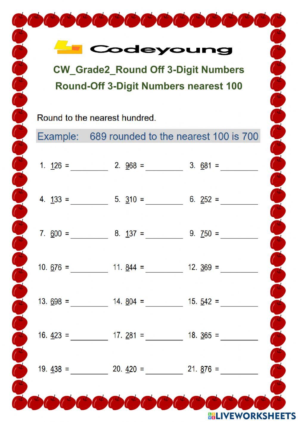 Round-Off 3-Digit Numbers nearest 100
