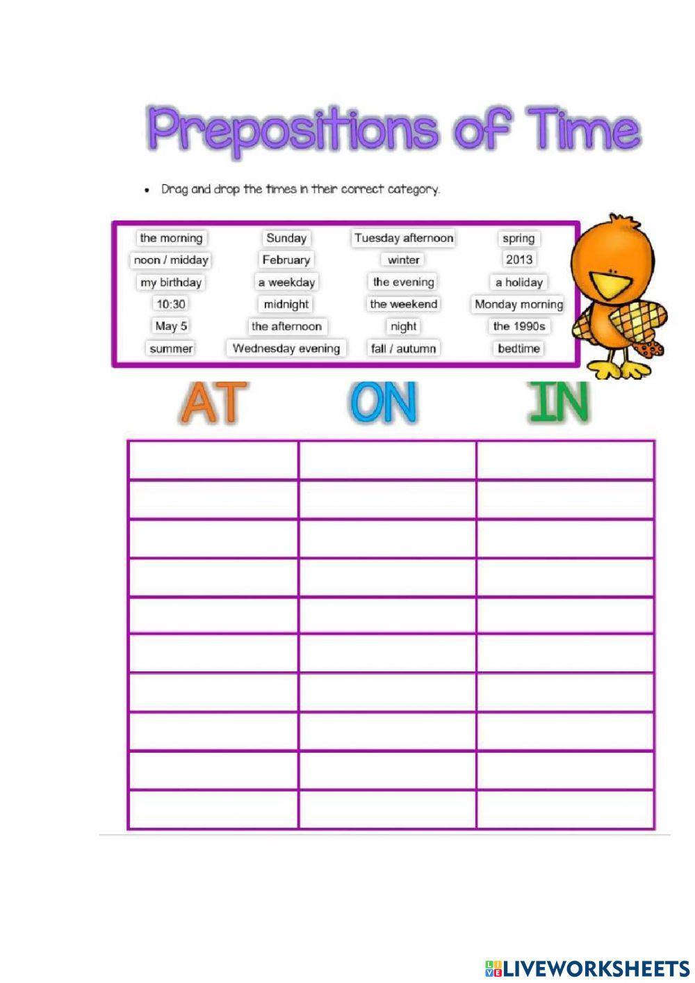 Prepositions of time